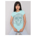 Light blue women's T-shirt with skull