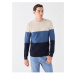 LC Waikiki Crew Neck Long Sleeve Color Block Men's Knitwear Sweater