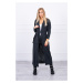 Long cardigan sweater with graphite waist ties