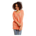 Oranžový širší sveter s rázporkami po bokoch pre dámy