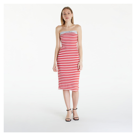 Šaty Tommy Jeans Logo Tape Stripe Knee Lenght Tube Dress Red Tommy Hilfiger