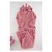 Trendyol Curve Pink Wellsoft/Plush Hooded Ear Detailed Knitted Pajama Set