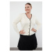 Trendyol Curve Cream Knitwear Plus Size Cardigan