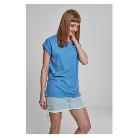 Women's T-shirt with extended shoulder horizontal blue Urban Classics