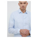 Ľanová košeľa Michael Kors pánska, slim, s klasickým golierom