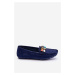 Women's suede loafers with crystals navy blue Lucille