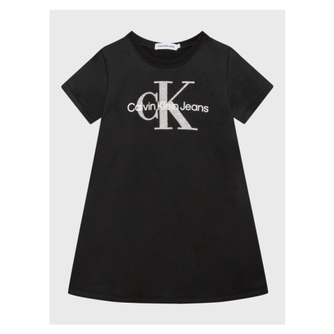 Calvin Klein Jeans Každodenné šaty Monogram Metallic IG0IG01835 Čierna Regular Fit