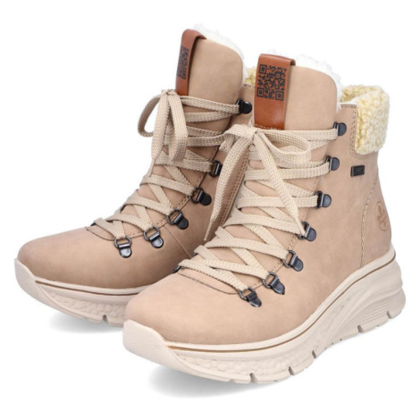 Dámske členkové zateplené topánky W RKR572 Hnedo-béžová - Rieker hnědá-béžová