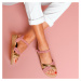 Remienkové sandále na kline, béžové/ružové