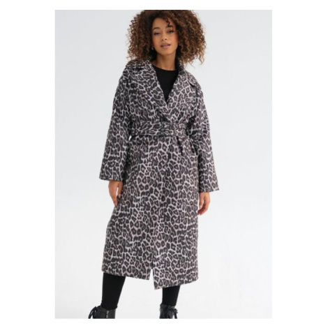 Sivý kabát MOSQUITO s leopardím vzorom