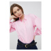 Bavlnená košeľa Tommy Hilfiger dámska, ružová farba, regular, s klasickým golierom