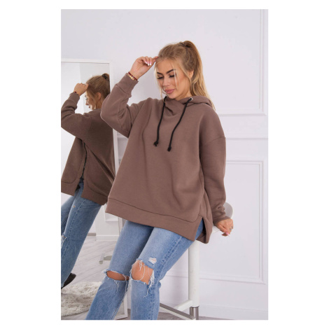 Insulated sweatshirt with zipper on the side mocca