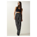 Happiness İstanbul Women's Gray Sequined Palazzo Trousers