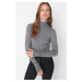 Trendyol Gray Crop Premium Yarn / Special Yarn Basic Knitwear Sweater