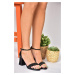 Fox Shoes M348271109 Black Thick Heeled Women's Evening Dress Shoes