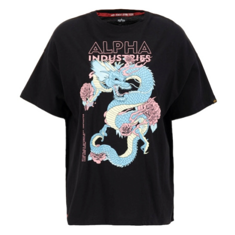 ALPHA INDUSTRIES Tričko 'Dragon'  svetlomodrá / ružová / čierna / biela