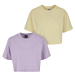 Women's short oversized t-shirt 2-pack lilac+yellow