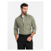 Ombre Men's cotton shirt with pocket REGULAR FIT - olive