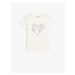 Koton T-Shirt Sequined Sequined Heart Crew Neck Cotton