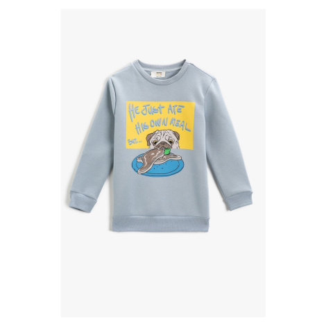 Koton Dog Printed Long Sleeve Sweatshirt Crew Neck