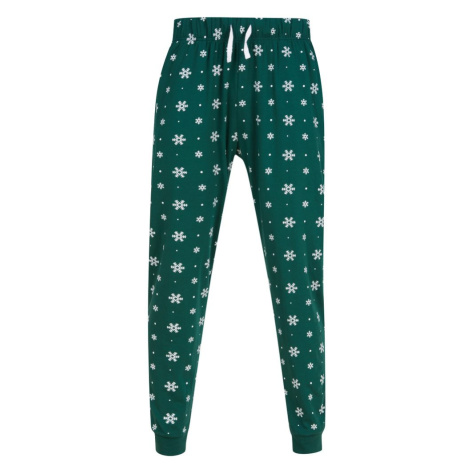 SF (Skinnifit) Pánske vzorované pyžamové nohavice - Tmavozelená / biela
