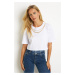 Cool & Sexy Women's White Chain Accessory Short T-Shirt HT109