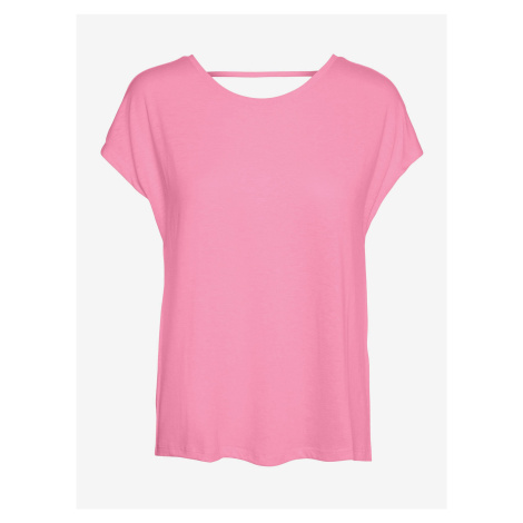 Ružové tričko s výstrihom na chrbte VERO MODA Ulja June - Ženy