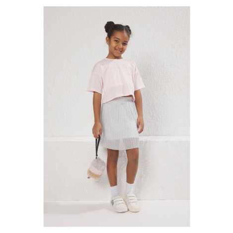 Trendyol Gray Girl Glittery Mini Knitted Skirt