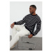 Trendyol Navy Blue Casual Unisex Crew Neck Striped Knitwear Sweater