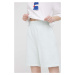 Bavlnené šortky United Colors of Benetton dámske, tyrkysová farba, jednofarebné, vysoký pás