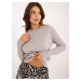 Grey women's classic sweater with long sleeves