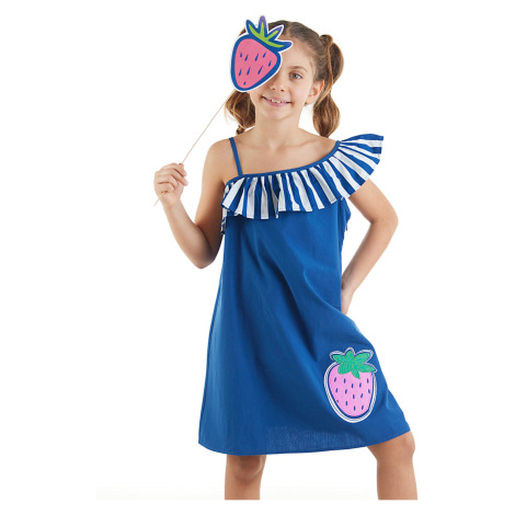 mshb&g Girl's Navy Blue Strawberry Woven Dress