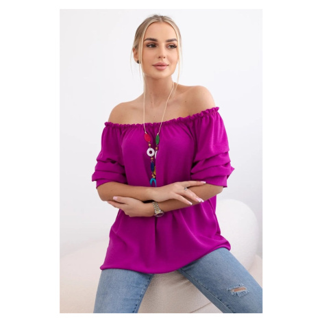 Spanish blouse with decorative sleeves dark purple
