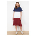 Trendyol Multicolored Color Blocked A-Line/Bell Form Crew Neck Short Sleeve Knitted T-shirt Dres