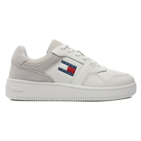 Tommy Jeans Sneakersy Retro Basket Mix Media EN0EN02653 Biela Tommy Hilfiger