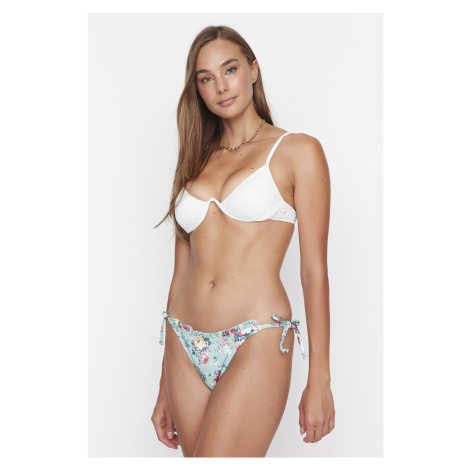 Trendyol Mint Floral Pattern Tie Bikini Bottoms