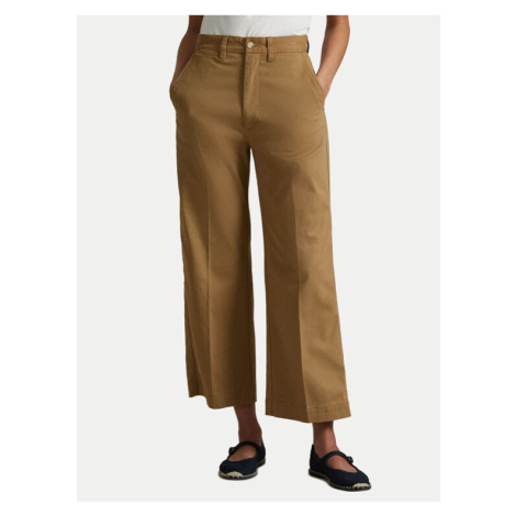 Polo Ralph Lauren Bavlnené nohavice 211873988001 Béžová Wide Leg