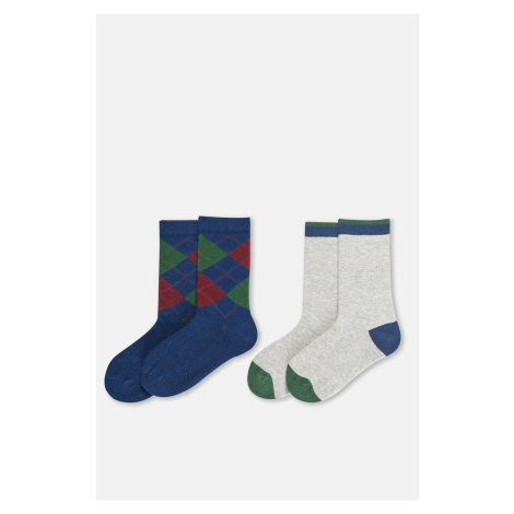 Dagi Boy Green 2 Pack Diamond Patterned Socks