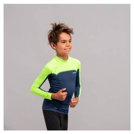 Chlapčenské tričko do vody s ochranou proti UV s dlhým rukávom modro-zelené OLAIAN