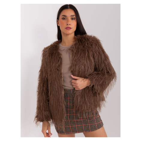 TMAVOHNEDÁ CHLPATÁ KRÁTKA BUNDA AT-KR-2359.96P-BROWN