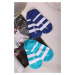 Dámske modro-tyrkysové členkové ponožky Rugby Stripe Liner - dvojbalenie