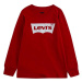 Detské tričko s dlhým rukávom Levi's červená farba, s potlačou