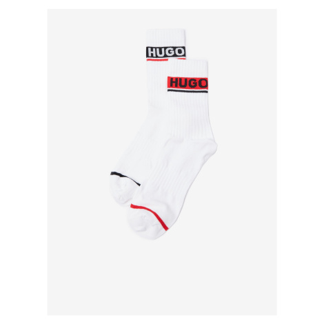 Súprava dvoch párov pánskych ponožiek v bielej farbe BOSS Hugo Boss