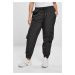 Women's Wavy Nylon Cargo High Waist Pants Black