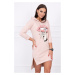 Dress with a long back and a colorful print in dark powder pink