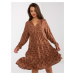 Brown loose dress with prints and ruffle SUBLEVEL
