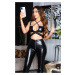 Sexy KouCla Leatherlook Crop Top Bondage Look black Einheitsgroesse