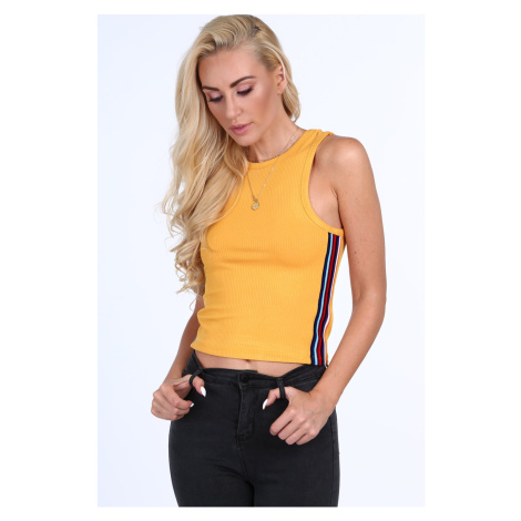 Mustard ribbed top with stripes FASARDI