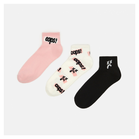 Cropp - Súprava 3 párov ponožiek - Ružová