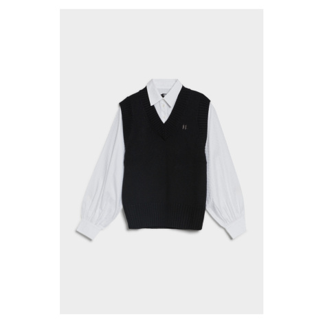 Sveter Karl Lagerfeld Knit Vest W/ Poplin Shirt Black / White